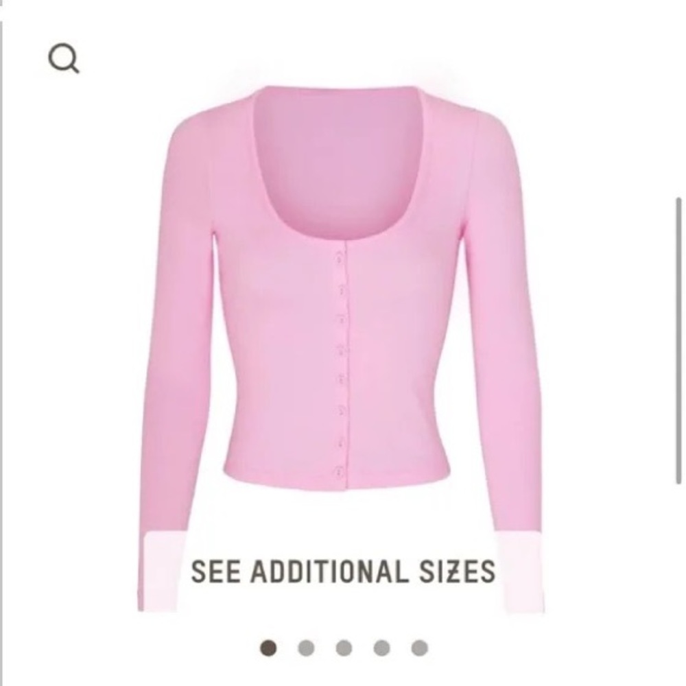 SKIMS RARE Logo Pointelle Button Up Cardigan Long sleeve bubble gum pink
